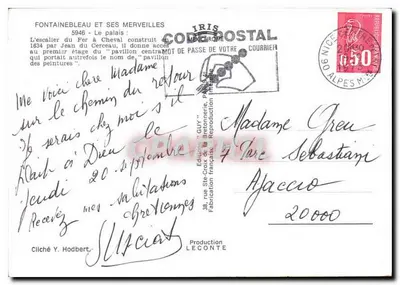 Castello di Fontainebleau — scalinata del Fer à Cheval — editore IRIS, n° 107 — Verso