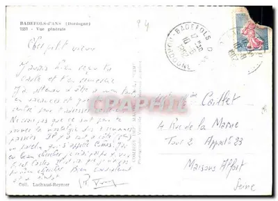 Badefols-d'Ans (Dordogne) — Visão geral — Fotógrafo Combièr (Lachaud-Reynier) — Verso