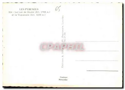 Pirnie — Jezioro Gaube (Wys. 1789 m.) i Vignemale (Wys. 3200 m.) — Wydawnictwo A. DOUBET, Lourdes — Rewers