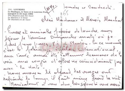 Lourdes — Bazylika, Gave i nowy most — Wydawnictwo A. Darcet, Lourdes, n° 104 — Rewers