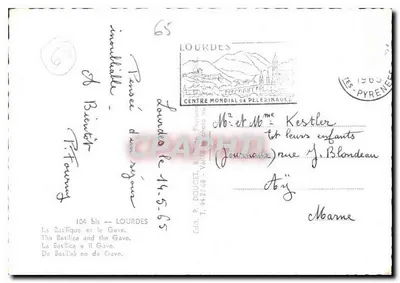 Lourdes — Basílica e o Gave — Éd. Llux — Verso