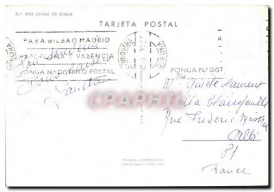 Dançarinos espanhóis — série N° 1028 Danzas de España — editor EFA — Verso