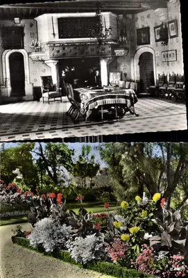 Castelo de Larochepot — Sala de jantar e jardim — Foto Philippe Gilet