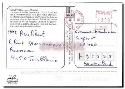 NANCY — widok panoramiczny i zabytki — Wydawnictwo Estel-Blois — Rewers
