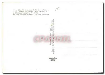 Roquebrune-Village — Castelo feudal do século X (o mais antigo da França) — Editions A.D.I.A. Nice, n°8.002 — Verso