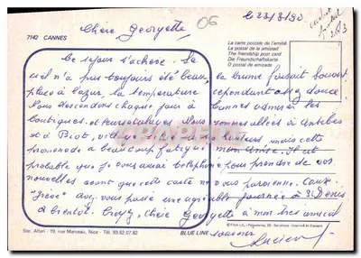 Cannes — widok portu, miasta i kwiatów — wydawca FISA, seria 7142 — Rewers