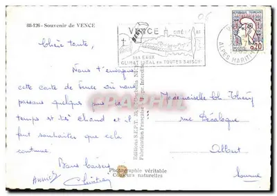 Vence — widok panoramiczny i zabytki — Wydawnictwo S.E.P.T. nr 88-126 — Rewers
