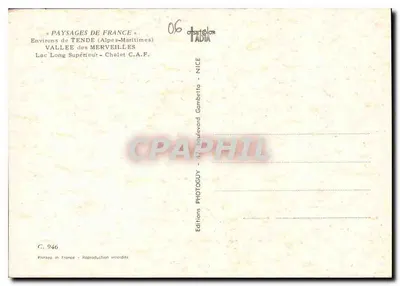 Lago Superiore Lungo — Chalet C.A.F. — Edizioni Gambetta, Nizza — Verso