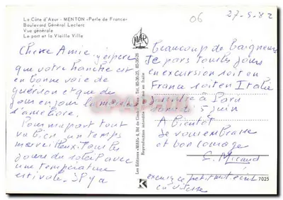 Menton — Algemene uitzicht, haven en oude stad — Les Éditions « MAR » — Achterkant