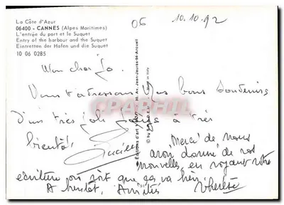 Cannes — Wejście do portu i Suquet — Wydawnictwo Sztuki Véron — Rewers