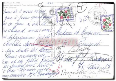 Cannes - Plaża Midi — widok z powietrza — Wydawnictwo Graphithi n°1290 — Rewers