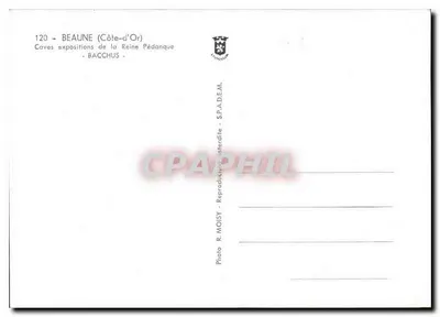 Wewnętrzny korytarz krypt w Beaune — inskrypcja na ścianie i figura — Foto R. MOISY — Rewers