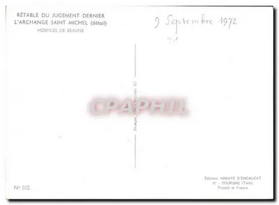 Retábulo do Julgamento Final — O Arcanjo São Miguel (detalhe) — Edições Abadia de Encaucat — Verso