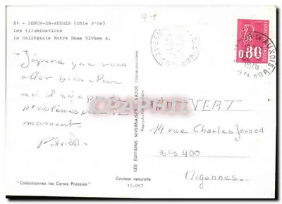 Semur-en-Auxois — De verlichting — De Collegiata van Notre-Dame van de 12e eeuw — Nivernaise Uitgaven — Achterkant
