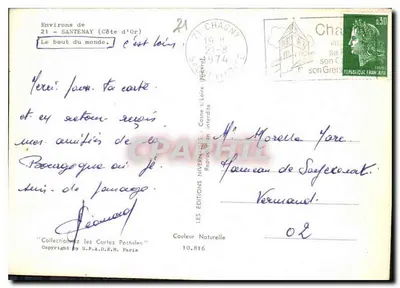 Vale verde entre falésias — Região de Santenay (Côte d'Or) — Edições Nivernaises — Verso
