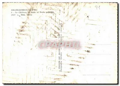 Châteauneuf (Côte-d'Or) — Zamek, studnia i gotycka brama — Wydawca Combiér — Rewers
