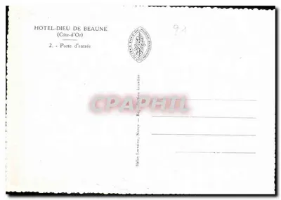 Hôtel-Dieu de Beaune — Porta de entrada — Hélio Lorraine, Nancy — Verso