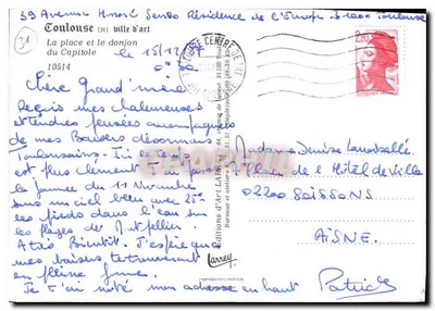 Toulouse — Place do Capitole e o donjon — Edições d'Art Larrey — Verso