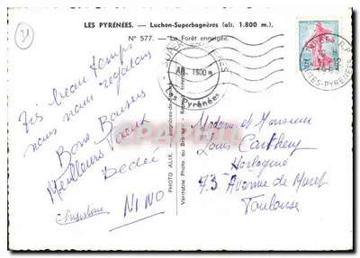 Piriny — Luchon-Superbagnères (wys. 1.800 m.) — Zasnieżony las — Foto Alix, nr 577 — Rewers