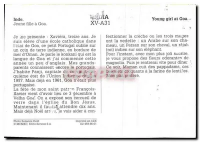 Młoda dziewczyna w Goa — Indie — Foto Suzanne Heid, Editio-Service S.A., nr D2 459 86-01 — Rewers