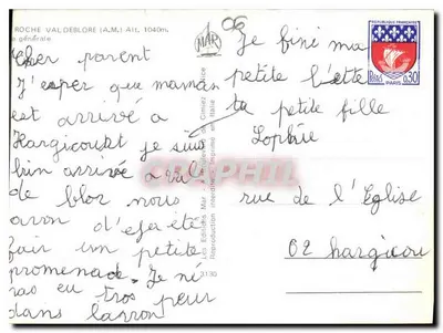 Roche Valdeblore (A.M.) — Wys. 1040m — Les Éditions Mar — Rewers