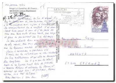 Menton — widok panoramiczny — Wydawnictwo M.I.R.E. nr R.28 — Rewers