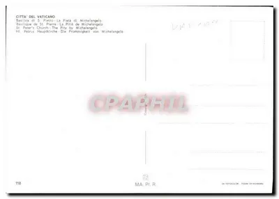 A Pietà de Michelangelo — Basílica de São Pedro — editor MA.P.I.R. n°118 — Verso