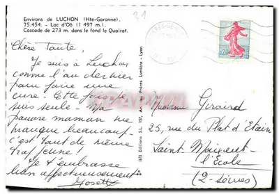 Lag van Oô — Waterval van Quairat — Uitgave S.L. Lyon — Achterkant