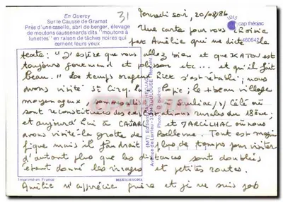 Cerca de Gramat — Refugios de pastores y ovejas caussenardas — Ediciones de Larrieu — Reverso