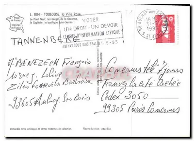 Toulouse — Telegrama conmemorativo — Ediciones LUPITÈRE — Reverso