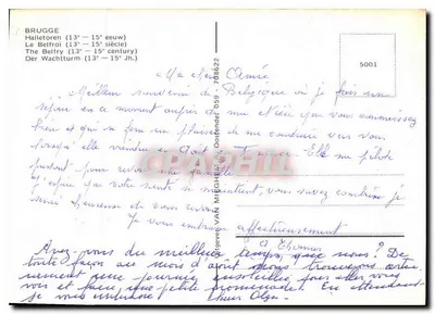 Bruksel — Wieża zegarowa (Belfry) — wydawca Van Mieghem, nr 5001 — Rewers