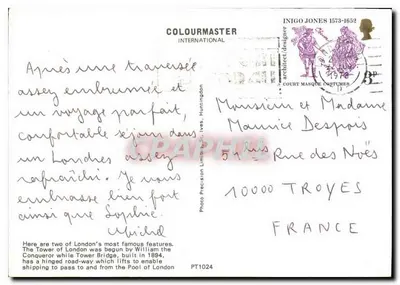 The Tower and Tower Bridge, London — COLOURMASTER INTERNATIONAL, PT1024 — Back