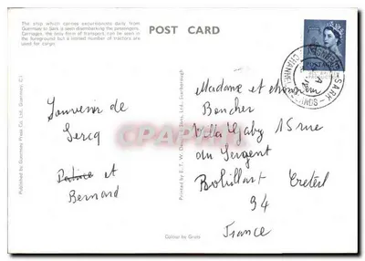 La Maseline, port, Sark, C.I. — parowóz COMMODORE QUEEN — seria S.14, wydawca Guernsey Press Co. Ltd. — Rewers