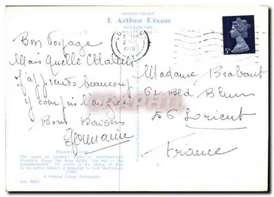 Piccadilly Circus — Londres — J. Arthur Dixon — Verso