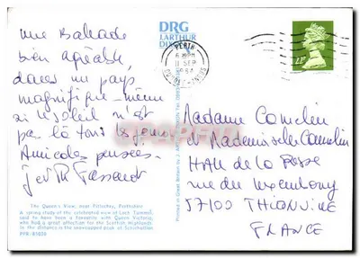 Vista de Loch Tummel — vista da rainha, perto de Pitlochry — DRG J. ARTHUR DIXON — Verso