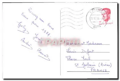 Criança na neve — carta de boas-vindas — editor não visível — Verso