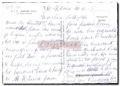 Place d'Allier — vue de la fontaine et de l'église — Éditeur : Charmont-Ferrand — Rewers