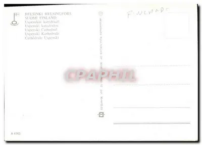 Catedral Uspenski — Helsinque, Finlândia — editor Helsingfors Kulttuuva Oy, n° A 4163 — Verso