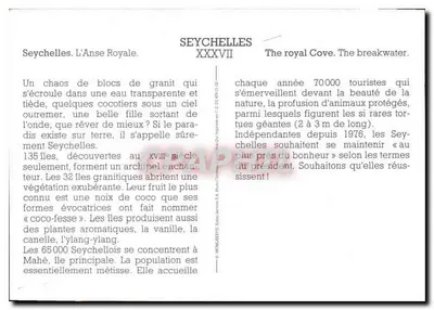 Seychelles - L'Anse Royale — n° XXXVII — Verso