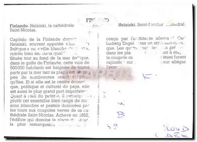 Helsinki — catedral de São Nicolau — n° de série 35 — Verso