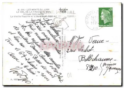 Il Col de la Faulcille (Ain) — La Vecchia Faulcille e il Mont Rond — Edizione dell'Éclat Postal — Verso
