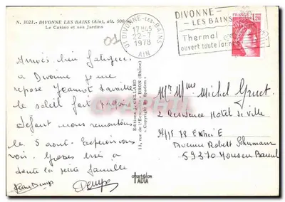 Divonne-les-Bains — Kasyno i jego ogród — Éditions de l'Économie, n° 3021 — Rewers