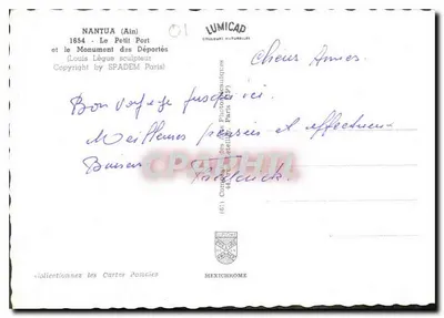Nantua (Ain) — View of the Small Port and the Monument to the Deportees — Publisher IRIS — Back