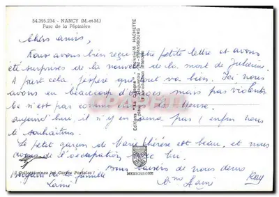 Park Pépinière — Nancy (Meuse) — Wydawnictwo Hachette — Rewers