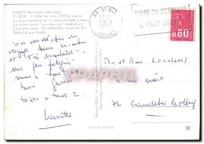 Nancy — Hotel de Ville (século XVIII) — Edições ESTEL — Verso