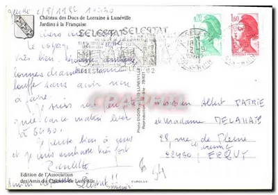 Zamek Duków Lorenskich — Francuskie ogrody — Wydanie Stowarzyszenia Przyjaciół Zamek Lunéville — Rewers