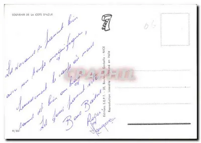 Souvenir Côte d'Azur — Karta pocztowa pamiątkowa z widokami wielu miast — Wydawnictwo S.E.P.T. - Nice — Rewers