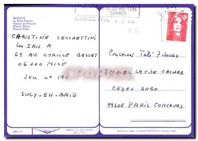 Prinselijk Paleis — Monaco — uitgever Sopico, n° MO 119 — Achterkant