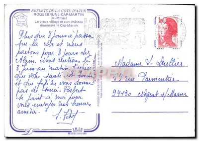 Roquebrune-Cap-Martin — Stary miasteczko i jego zamok dominujący nad Cap-Martin — IRIS MEXITCHROME — Rewers