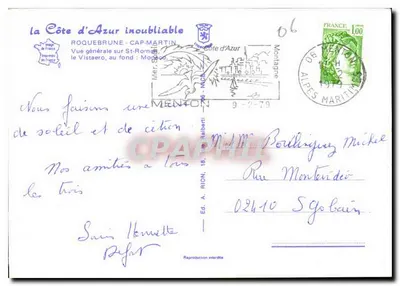 Ogólny widok Saint-Roman, tło Monaco — Roquebrune-Cap-Martin — Wyd. A. Rion, nr 06 — Rewers